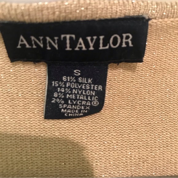 ANN TAYLOR GOLD SPARKLY LONG SLEEVE/ PULLOVER TSHIRT / SWEATER/ TOP - Picture 9 of 9